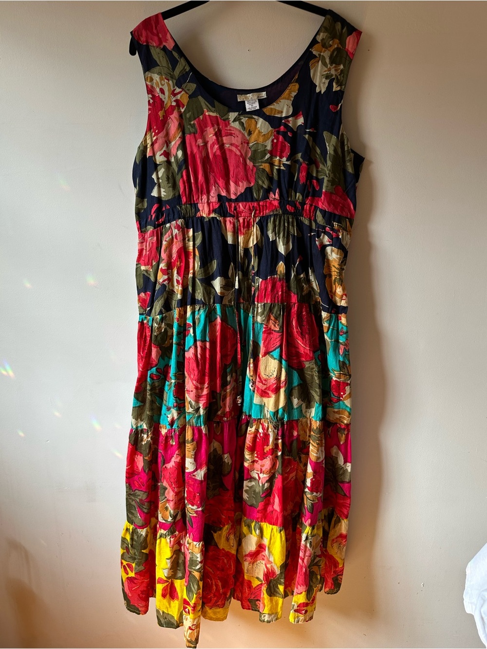 Boho Floral Tiered Cotton Maxi Dress